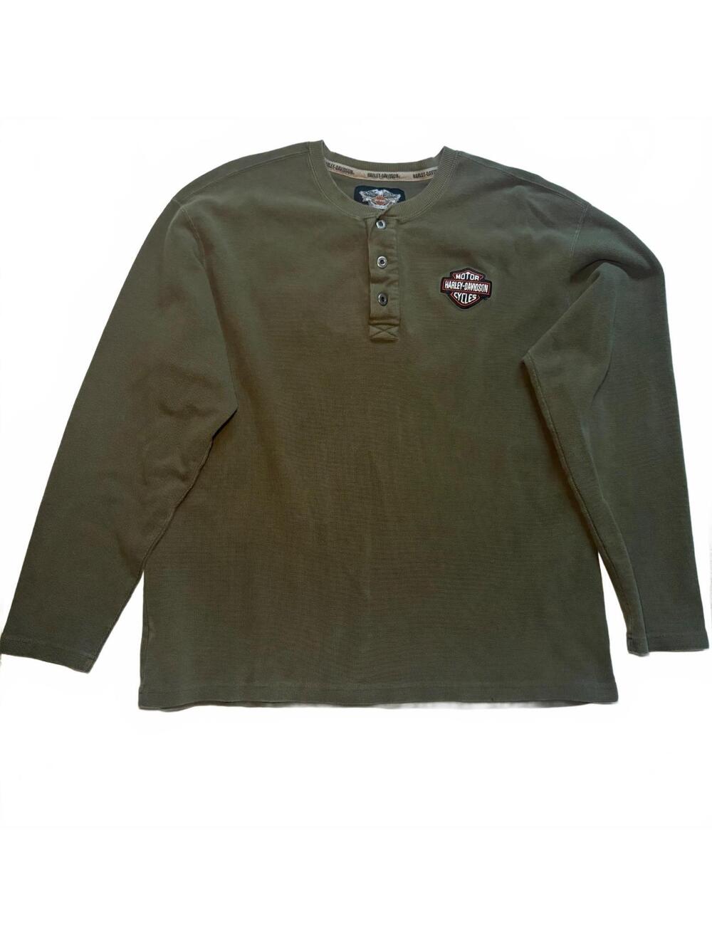 Harley-Davidson 2011 Men's Long Sleeve Henley Shirt XL Embroidered